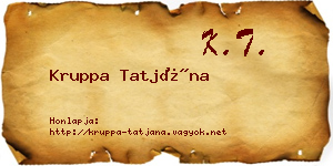 Kruppa Tatjána névjegykártya